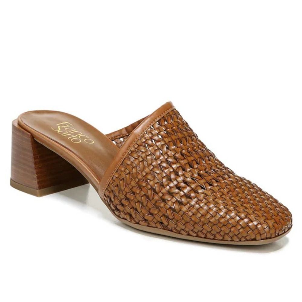 Franco Sarto Woven Leather Mule in Cognac Brown